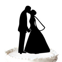 Romantic Bride and Groom Kissing Wedding Silhouette Cake Topper